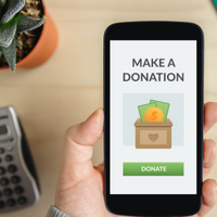 Donation screen on smartphone