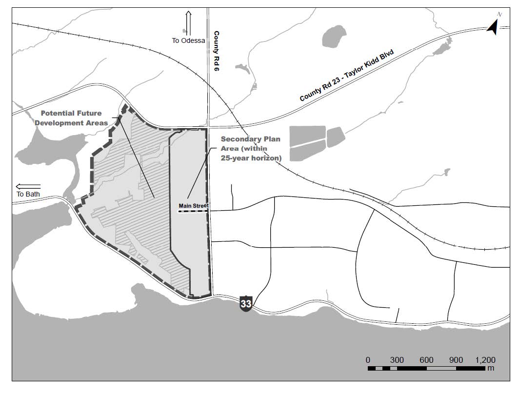 Illustration of Amherstview west Secondary Plan area and future developmemt area