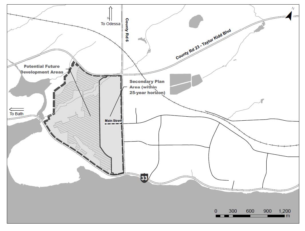 Potential future development lands within the Secondary Plan lands