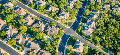 Aerial view of subdivision