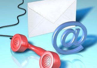 phone receiver, envelope and email