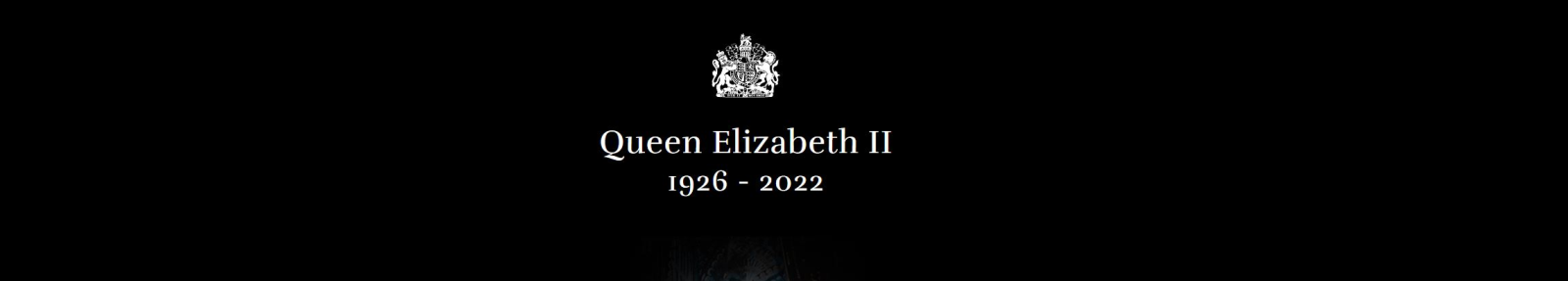 Black banner in memorium to Queen Elizabeth