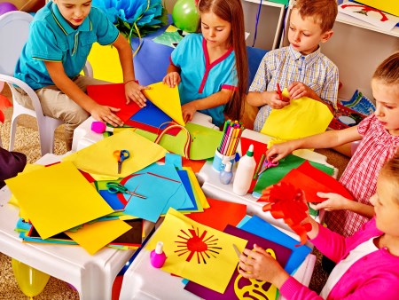 Children working on a craft