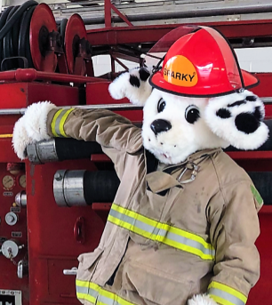 firefighter in dog costume