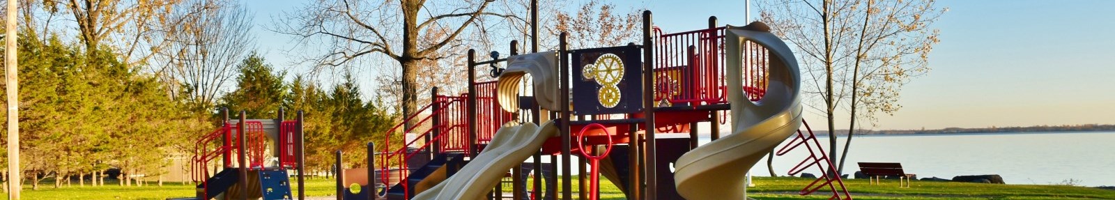 childrens play equipment on the shore line