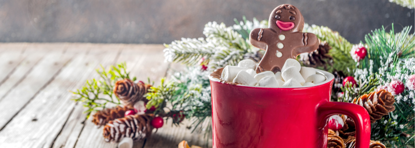 red mug of hot chocolate