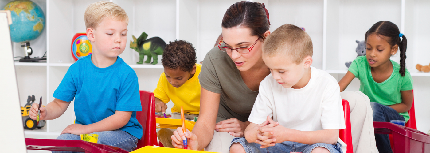 children in a classroom with an instructor