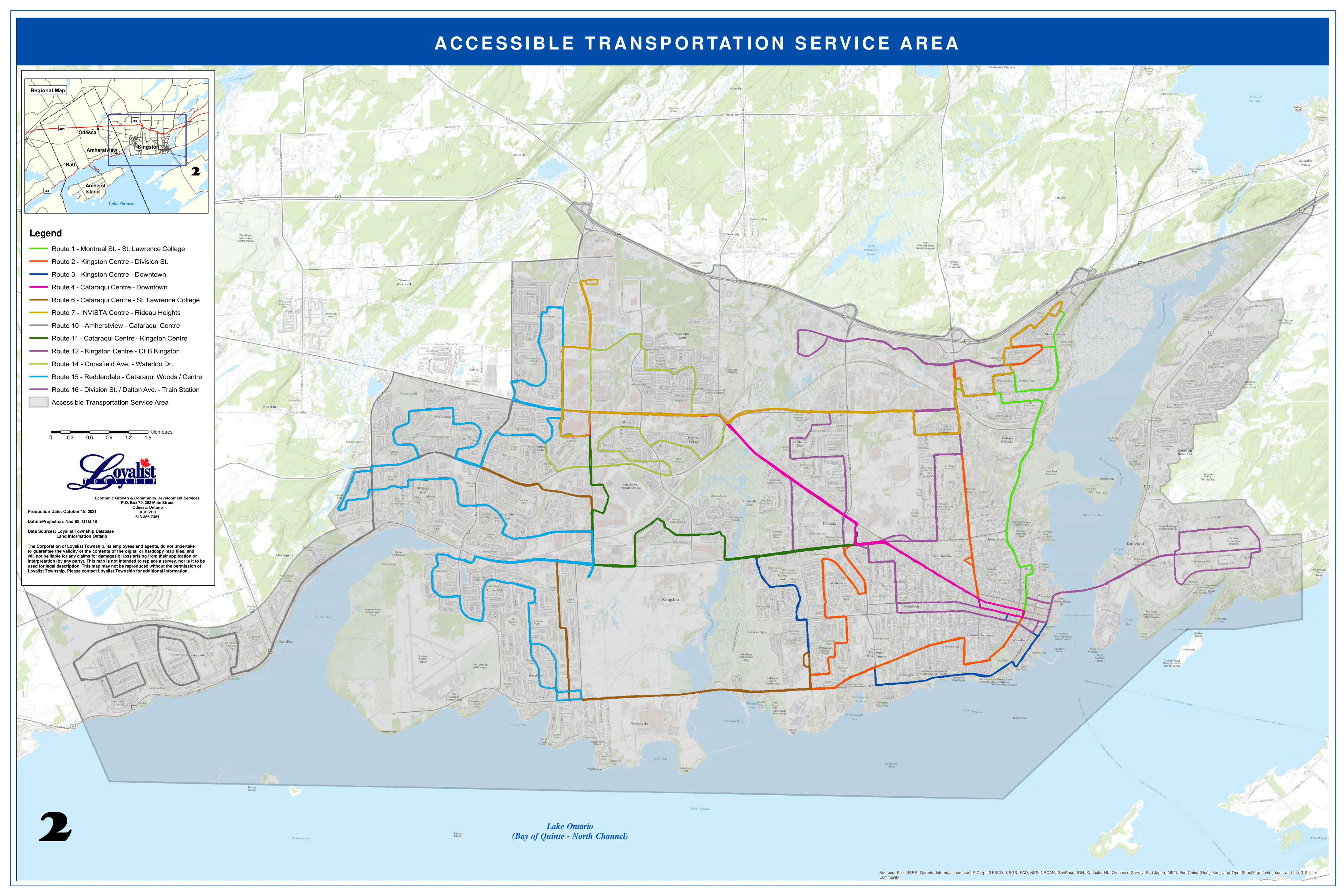 Loyalist Township Accessible Transit Service Area Map