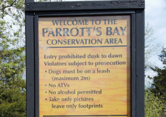 Signage for Parrott's Bay Conservation Trail