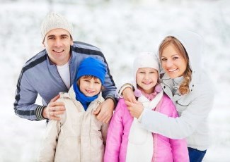 family in winter scene