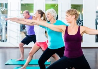 Women in a yoga class