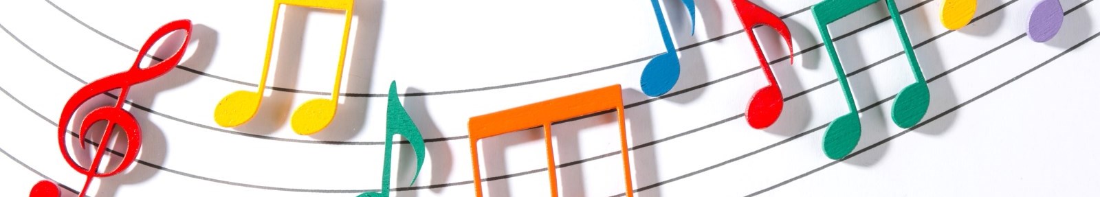 coloured musical notes on white background