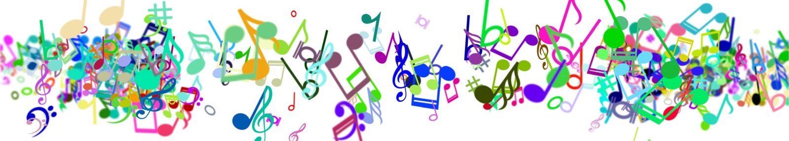 coloured musical notes on white background