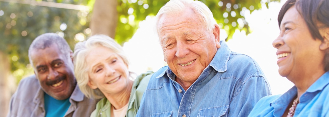 seniors in a group laughing