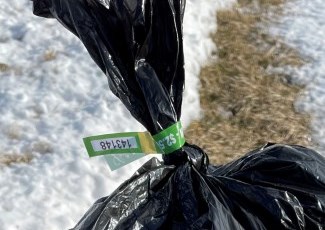 garbage bag with tag