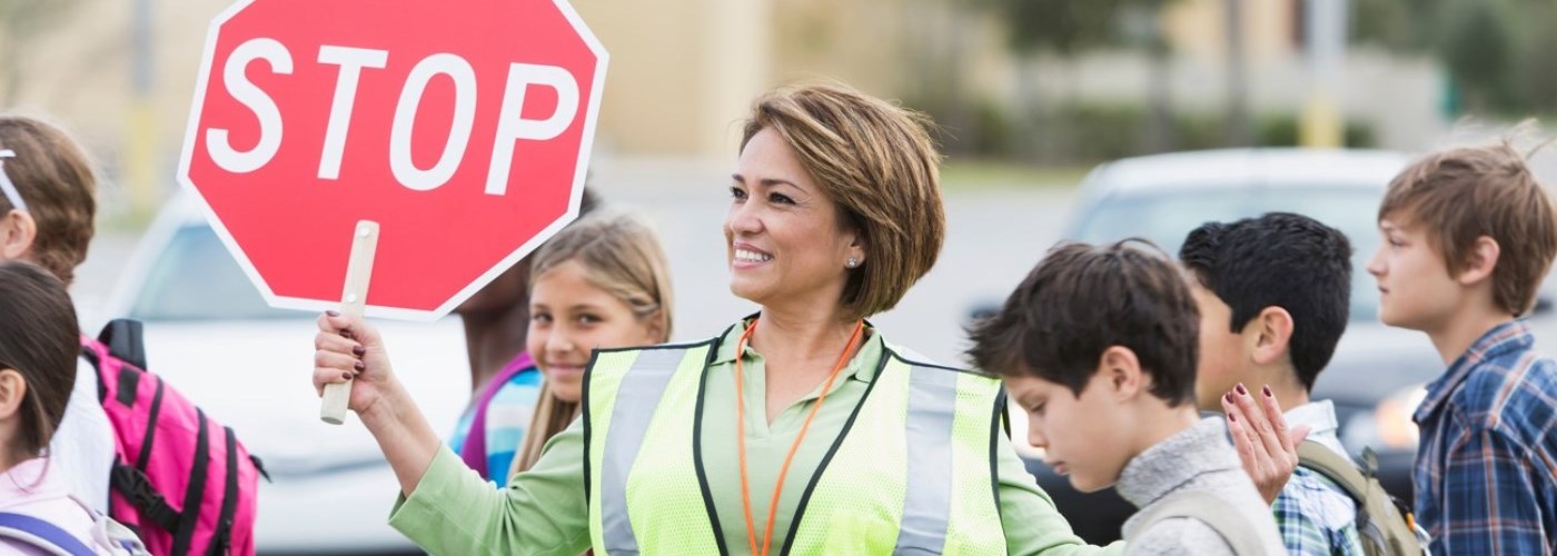 crossing guard and children