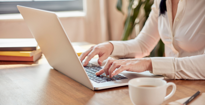 Woman using a laptop