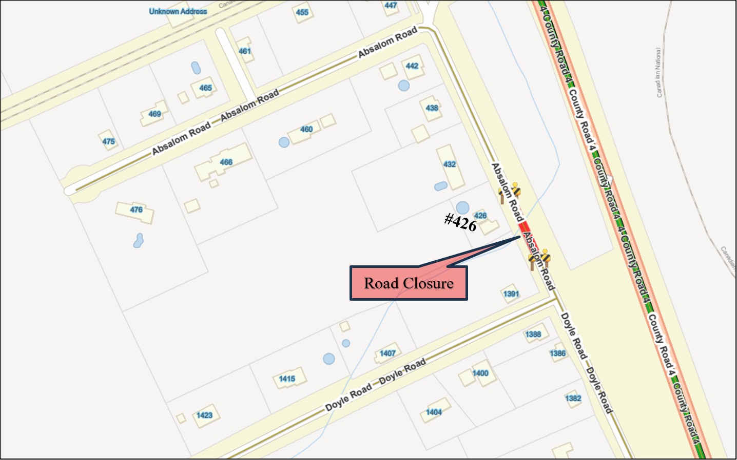 Absalom Road Closure