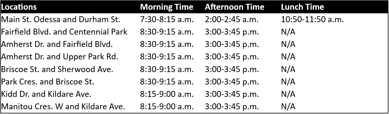 Crossing Guard Schedule