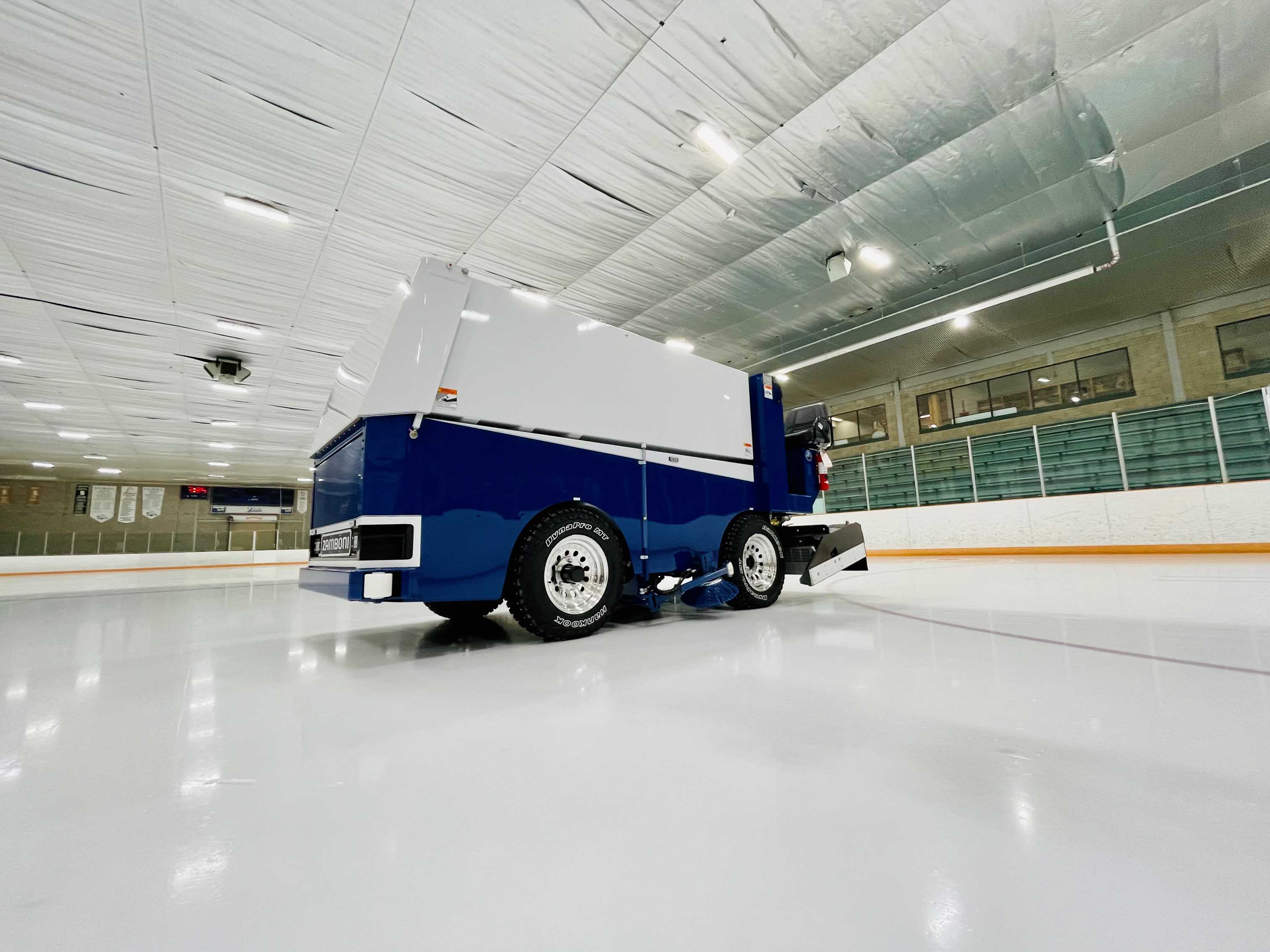 Electric Zamboni on arena surface