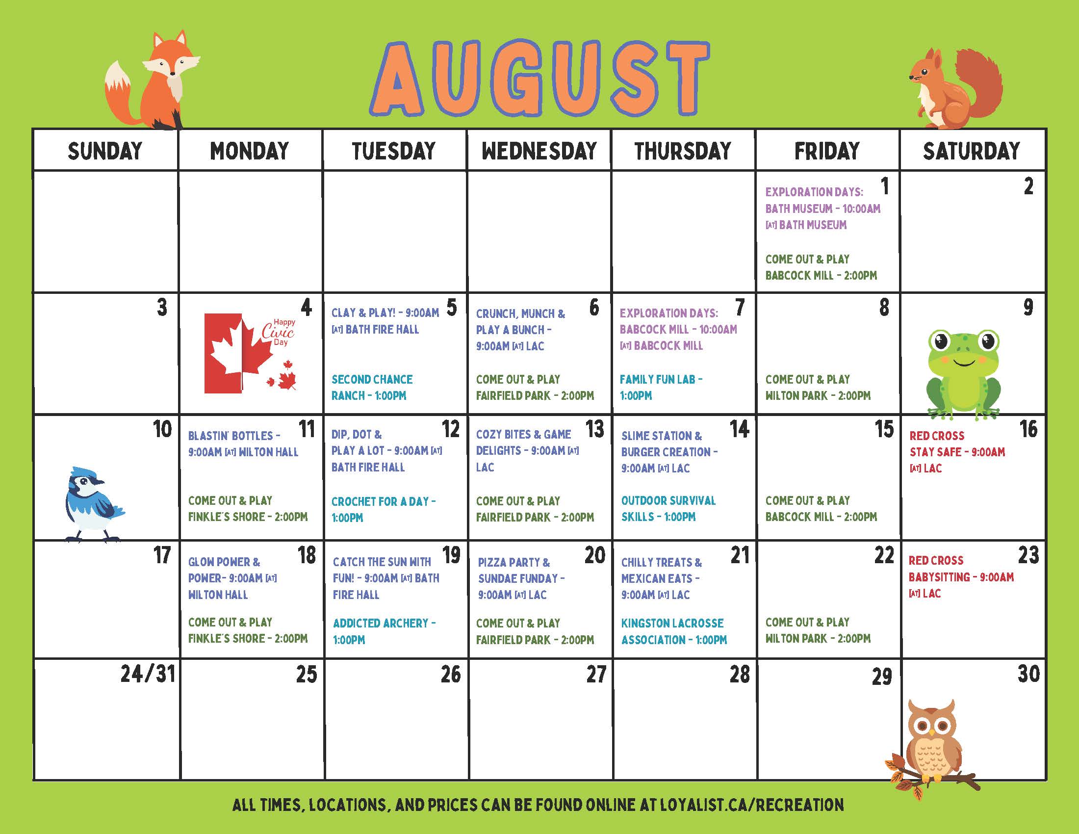 August Calendar