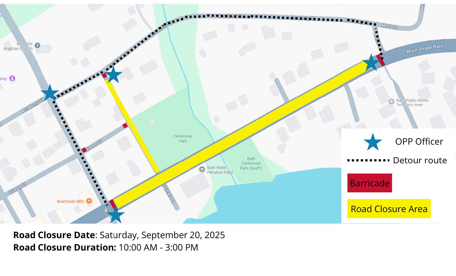 Map illustrating road closure in Bath