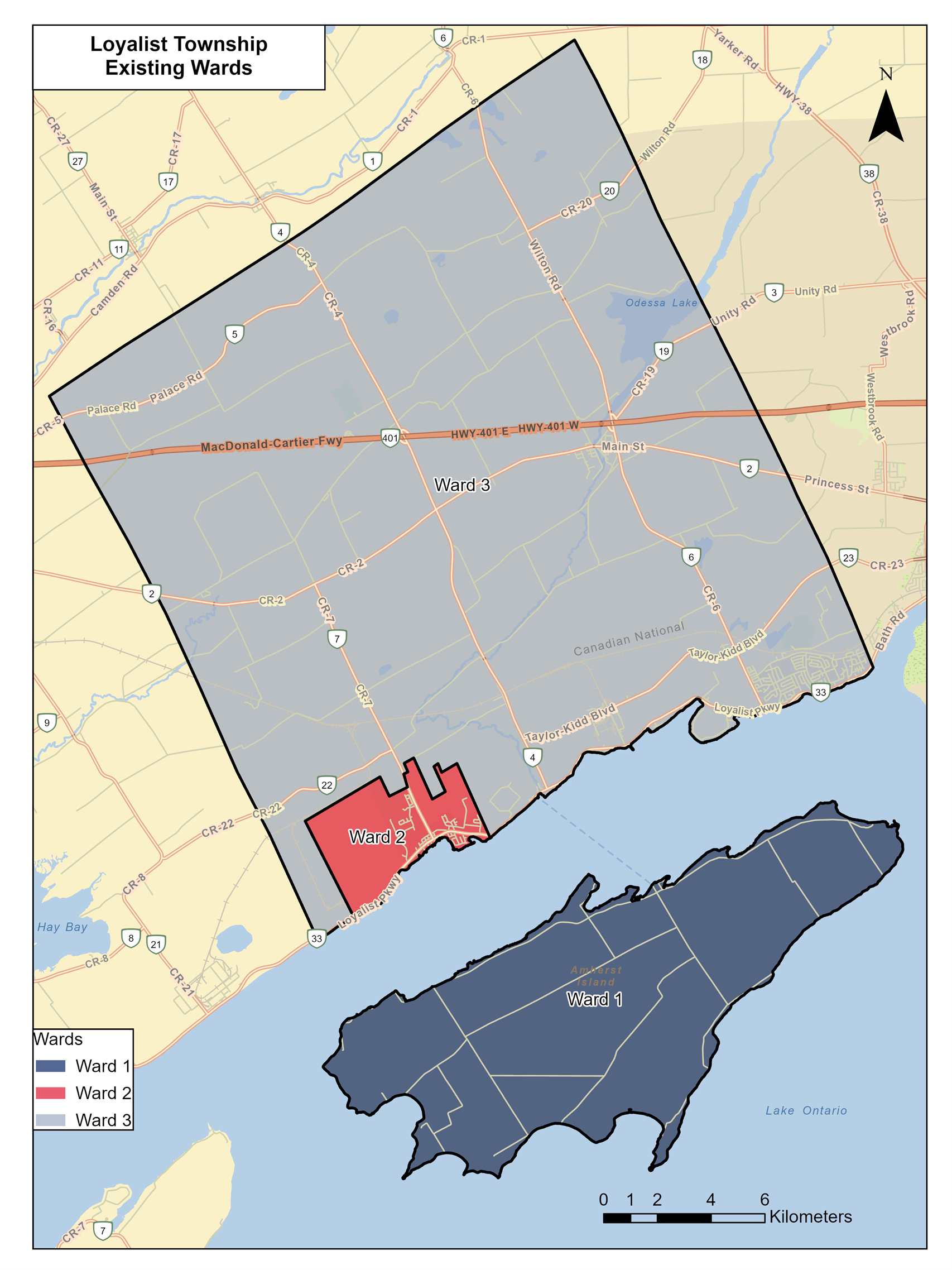 Current ward boundary of Loyalist Township