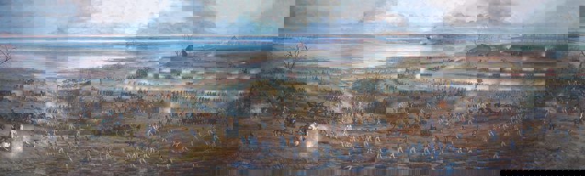 painting of a land battle in 1812