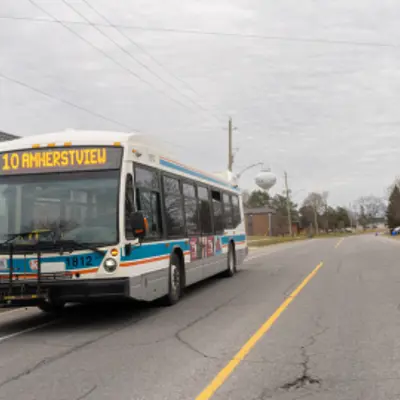 Large public transit bus on city street