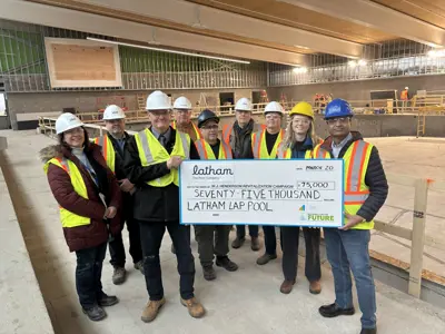 Cheque presentation from Latham representatives to Loyalist Township representatives