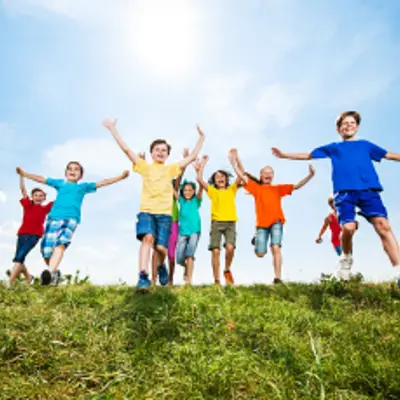 Kids playing in a field