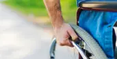 Close-up of a wheelchair