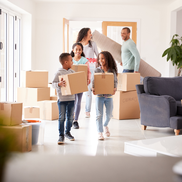 Family moving boxes