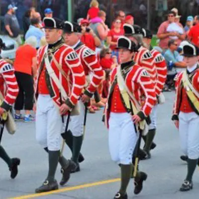 Reenactment soldiers in Bath Canada Day parade