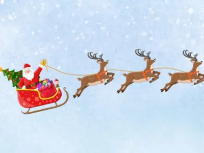 Santa Claus in his sleigh