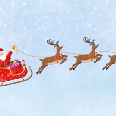 Santa Claus in his sleigh