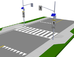 Type B Crossover Illustration of a type b pedestrian crossover