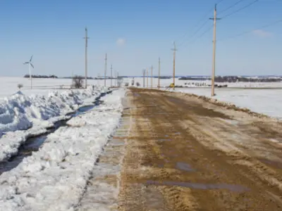 road with melting snow