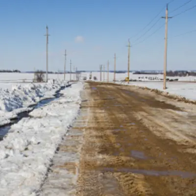 road with melting snow