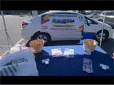 Table with pamphlets.