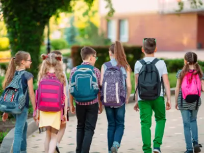 children walking to school