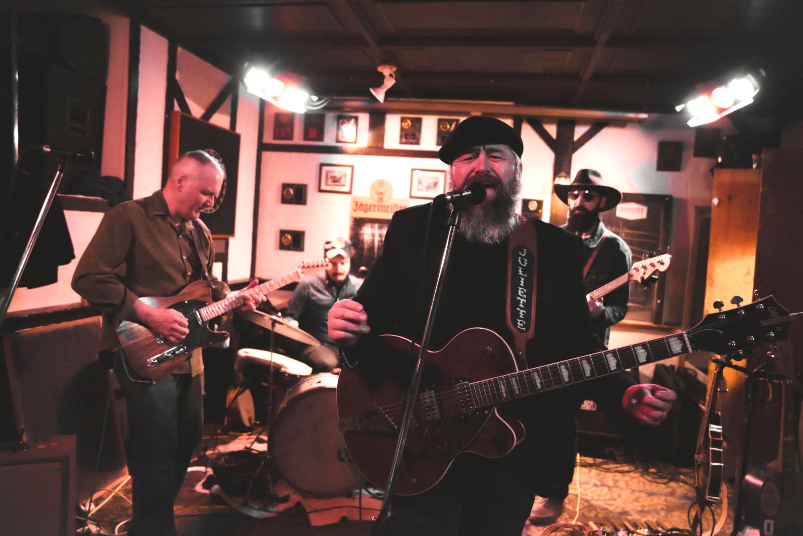 band playing indoors