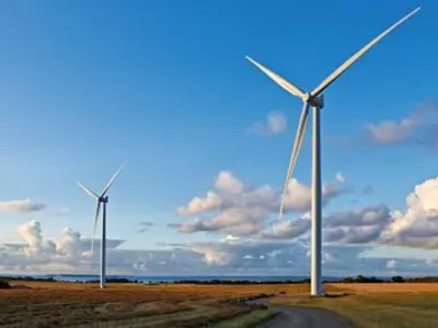 Landscape of a field with a windmill. 